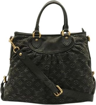 Louis Vuitton Pre-owned Schoudertote Tas - Dames - Vintage Schoudertas - Zwart - ONE Size - Denim - Vintage