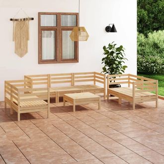 vidaXL Juego De Muebles De Jard&iacute;n 8 Piezas Madera Maciza De Pino Vidaxl