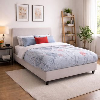 Dmora Dmora - Cama Matrimonial Dahmeta, Cama Contenedor Con Revestimiento De Tela, 100% Made In Italy, Apertura Frontal, Con Colch&oacute;n Cm 140x190 Incluido, Bl