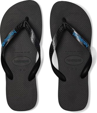 Havaianas Logo Filete Sandals Mens Shoes Black/Black/Blue : EU 39/40 (US Mens 8) M, Synthetic