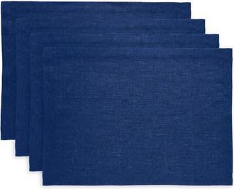 Solino Home Linen Placemats Set of 4, 14 x 19 Inch for Dining Table, Holiday and Everyday Table Decor - Athena in Royal Blue at Nordstrom, Size Medium