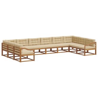 vidaXL Conjunto De Sof&aacute;s De Exterior 10 Uds. Natural Y Beige Vidaxl