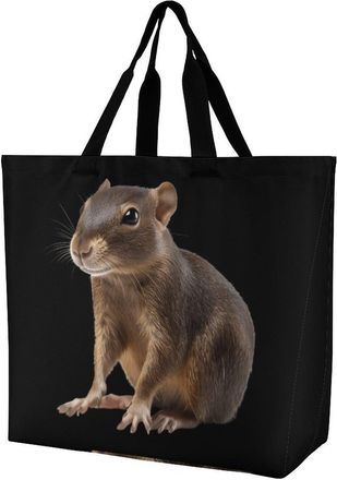 Generic Agouti Animal Reusable Shopping Bags One Shoulder Grocery Tote Bag Waterproof Big Purse for Work Travel