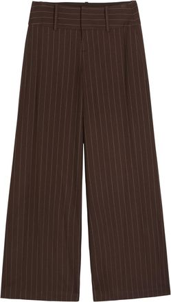Alice & Olivia Olivia Pinstriped Wide-leg Twill Trousers - Dark Brown - 12 (UK16 / XL)