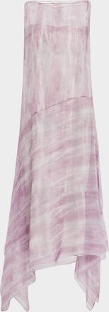 Lafayette 148 New York High-Low Handkerchief Silk Crepon Maxi Dress