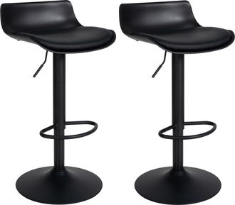 Clp Lote De 2 Taburetes De Bar Aveiro Imitaci&oacute;n Cuero Negro