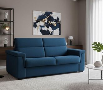Dmora Sof&aacute; Fijo 2 Plazas Onesta, Sof&aacute; Lineal Para Sal&oacute;n, Acolchado, Desenfundable, Calidad 100% Made In Italy, 205x95 H100 Cm, Azul - Dmora