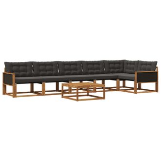 vidaXL Conjunto De Sof&aacute;s De Exterior Con Coj&iacute;n 7 Pcs Natural Y Negro Vidaxl
