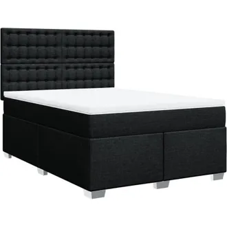 vidaXL Vidaxl - Cama Box Spring Con Colch&oacute;n Tela Negro 140x190 Cm