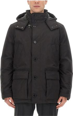 Fay Technische Stoffen Jas met Capuchon - Heren - Winterjassen - Zwart - XL - Polyester - Jassen