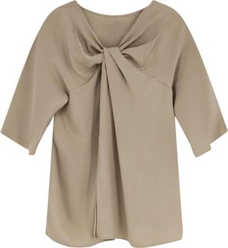 Max Mara Blouse met ronde hals en knoopdetail op de rug - Dames - Blouses - Beige - M - Overhemden