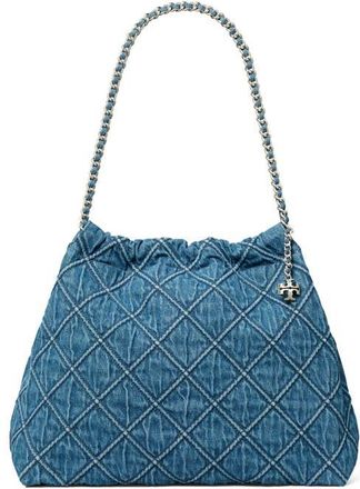 Tory Burch Fleming Soft Quilted Denim Hobo Bag at Nordstrom