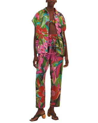 Farm Rio Linen-Blend Jardin De Reve Shirt