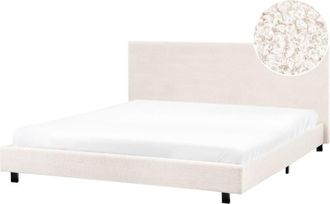 Beliani Cama matrimonial de tejido blanco 180x200
