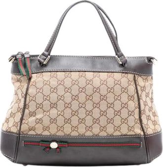 Gucci Pre-owned Handbags, female, Beige, Size: ONE SIZE Pre-owned Canvas Satchel