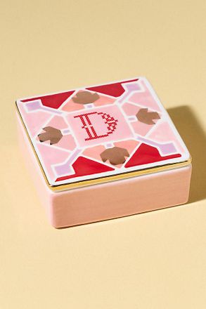 Anthropologie Quilted Monogram Trinket Box