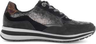 Gabor Zwarte Leren Sneakers met Su&egrave;de Details - Dames - Sneakers - Zwart - 38 EU - Su&egrave;de - Schoenen