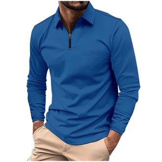 Generic Shirts for Men Adult, Polo Shirts for Men Adult Long Sleeve T Shirt Mens Golf Tops Causal Classic-Fit Work Shirt Blouse Lightweight Outdoor Sports Reg