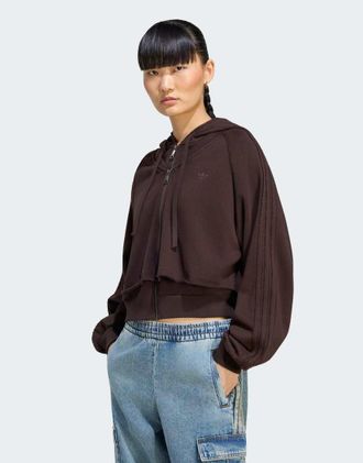 adidas Originals Sst felpa con cappuccio con doppio davanti in aurora coffee-Marrone