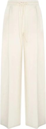 Roberto Cavalli Elastische Broek met Trekkoord - Dames - Wijde Broeken - Beige - S - Wol - Broeken
