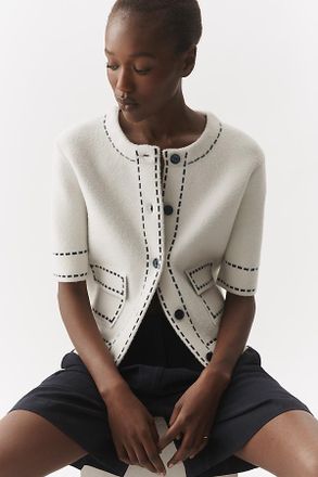 NVLT Eyelash Knit Elbow Sleeve Jacket