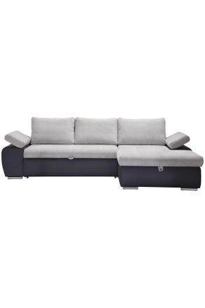 Xora Ecksofa, Hellgrau, Dunkelgrau, Textil, Ottomane rechts, L-Form, 271x175 cm, Made in Europe, seitenverkehrt erh&auml;ltlich, Schlafen auf Sitzh&ouml;he, Hocker e