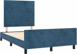 vidaXL Vidaxl - Estructura De Cama Sin Colch&oacute;n Terciopelo Azul Oscuro 120x190cm