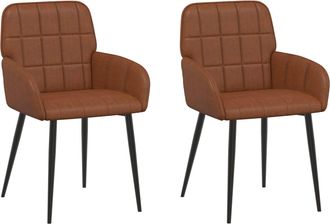 vidaXL Sillas De Comedor 2 Uds. Cuero Sint&eacute;tico Marr&oacute;n 57 X 50 X 85 Cm Vidaxl