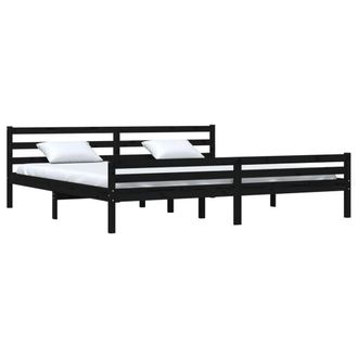 Berkfield Home Beautiful Bed Frame Black Solid Wood 200x200 cm