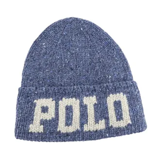 Polo Ralph Lauren Accessoires, Heren, Blauw, ONE Size, Wol, Logo-Patch Wool-Blend Watch Cap