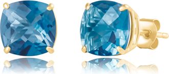 MAX + STONE Sterling Silver or Gold 8mm Cushion Cut Gemstone Birthstone Stud Earrings