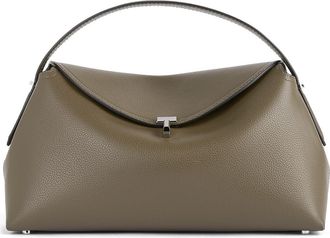 Toteme T-Lock Grained Leather Top Handle Bag in Dark Taupe at Nordstrom