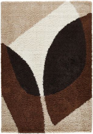 Nazar Rugs Alfombra shaggy de pelo largo dise&ntilde;o abstracto - marr&oacute;n - 120x160 cm