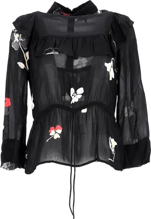 Ganni Ganni Lorita Printed Blouse in Black Viscose