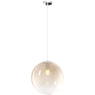 Top-Light Sopsensione Moderna Big Eclipse Metallo Cromo Vetro Ambra 1 Luce E27 D30