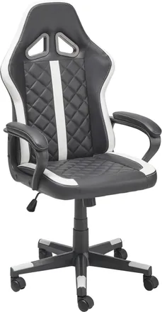 MID.YOU Mid.you Gamingstuhl, Schwarz, Wei&szlig;, Metall, Kunststoff, Textil, Drehkreuz, 60x114-124x62 cm, B&uuml;rom&ouml;bel, B&uuml;rost&uuml;hle, Gaming-Sessel