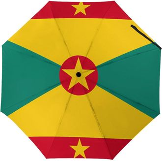 Generic Grenada Flag Travel Umbrella Automatic And Manual Sun&Rain Umbrellas 3 Folding for Women Men