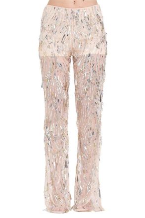 Simona Corsellini Polyamide Trousers - Silver/Beige