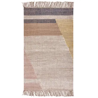 Beliani Alfombra De Yute Marr&oacute;n Amarillo Mostaza 80 X 150 Cm Patr&oacute;n Geom&eacute;trico Samlar