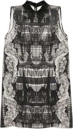 Miu Miu Abito corto con stampa Trompe loeil - Grigio