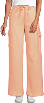 Lands End Serious Sweats High Rise Wide Leg Cargo Pants in Peach Sorbet at Nordstrom, Size X-Small