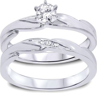 Pompeii3 1/4ct Diamond Engagement Wedding Ring Set 10K White Gold Size Selectable