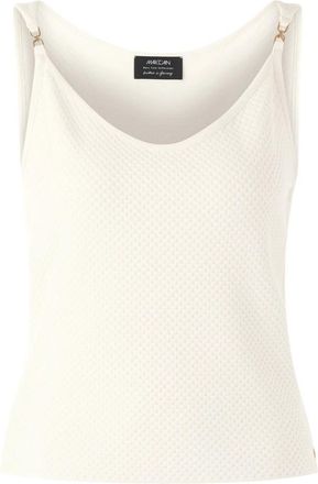 Marc Cain Stricktop Rethink Together - Dames - Tops zonder mouwen - Wit - L - Leer - Tops