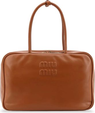 Miu Miu Beau Handtas - Dames - Schoudertassen - Bruin - ONE Size - Katoen - Tassen