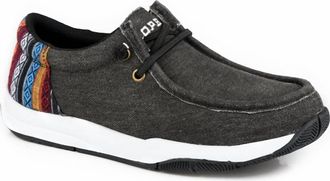 Roper Womens Canvas With Aztec Heel Design Casual Shoes In Black