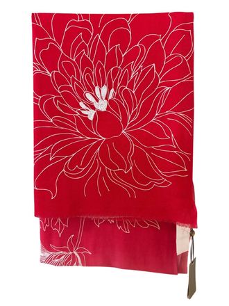 Janavi Womens Dahlia Line Art Wrap In Pink/geranium