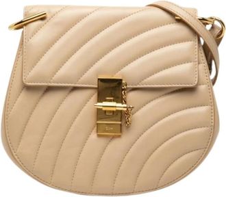 Chlo&eacute; Pre-owned Drew Bijou Shoulder Bag - Dames - Vintage Schoudertas - Beige - ONE Size - Leer - Vintage