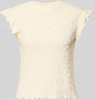 Jake*s Casual Strickshirt mit Rundhalsausschnitt und Wellensaum in Beige, Gr&ouml;&szlig;e XXL