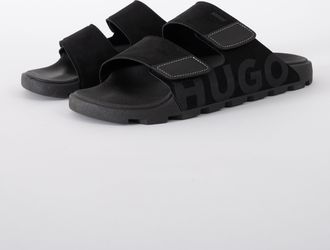 HUGO BOSS Unisex Evander Slides in Black - Size UK 11