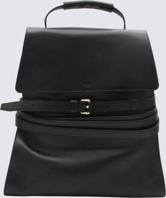 Moschino Black Leather Backpack